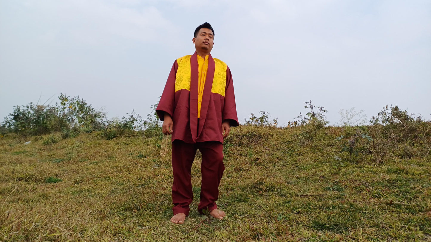 Layman Tibetan Buddhist Meditation Robe Set,Monastry Style Zen Meditation Dress Set,Temple Spiritual Costumes Clothing,Buddhist Prayer Robe