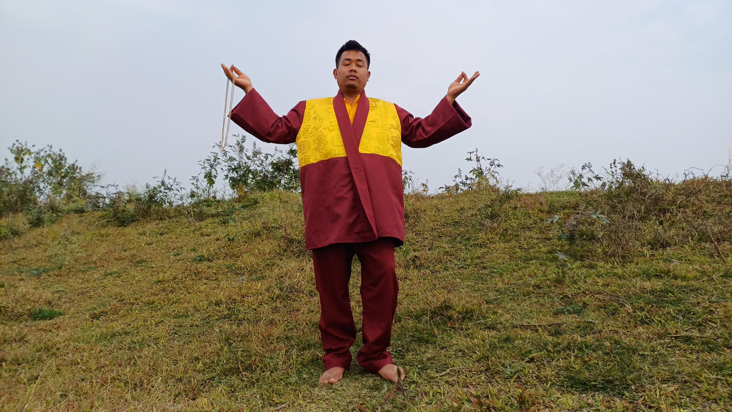 Layman Tibetan Buddhist Meditation Robe Set,Monastry Style Zen Meditation Dress Set,Temple Spiritual Costumes Clothing,Buddhist Prayer Robe