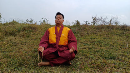 Custom-Made Pure Cotton Brocade Layman Buddhist Meditation Robe Set,Monastry Style Zen Prayer Costumes,Tibetan Spiritual Clothing