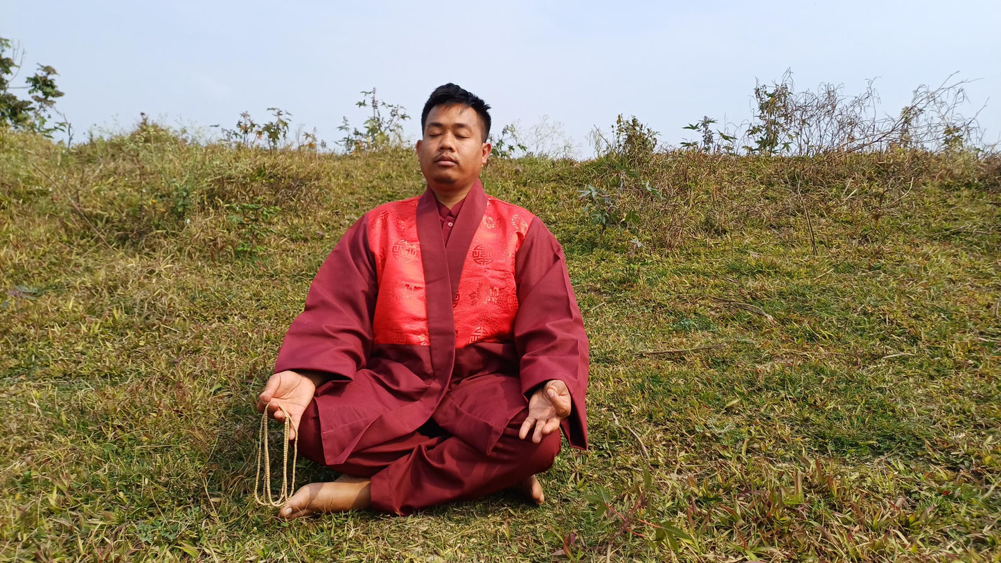 Custom-Made Cotton Layman Buddhist Meditation Robe Set,Monastry Style Buddhist Prayer Dress Set,Spiritual Zen/Temple Costumes Clothing