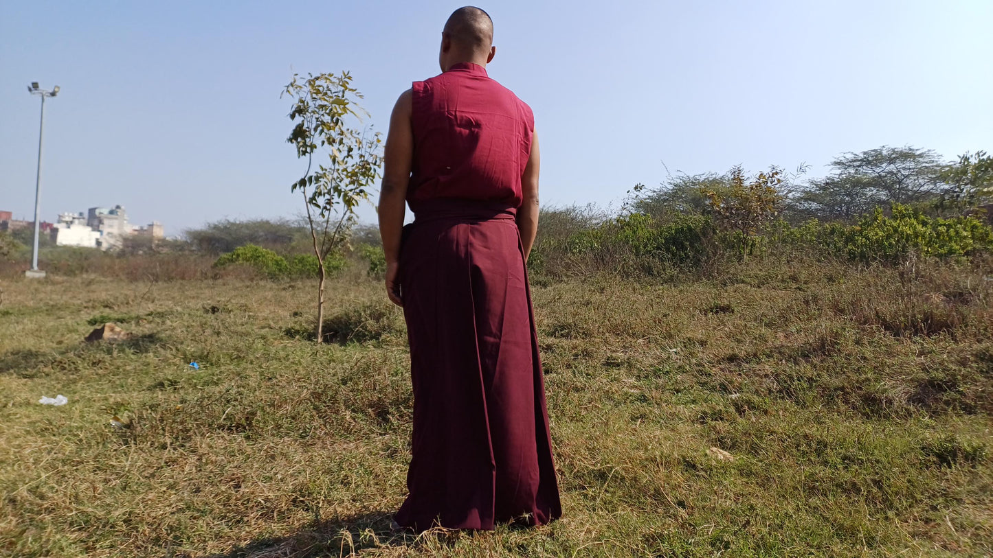 Layman Unisex Tibetan Buddhist Meditation Skirt,Tibetan Half Chuba Wrap-Around Cotton Meditation Cloth,Monastery Style Spiritual Lower Robe