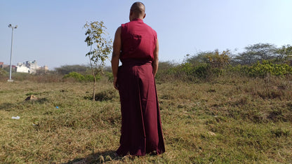 Layman Unisex Tibetan Buddhist Meditation Skirt,Tibetan Half Chuba Wrap-Around Cotton Meditation Cloth,Monastery Style Spiritual Lower Robe