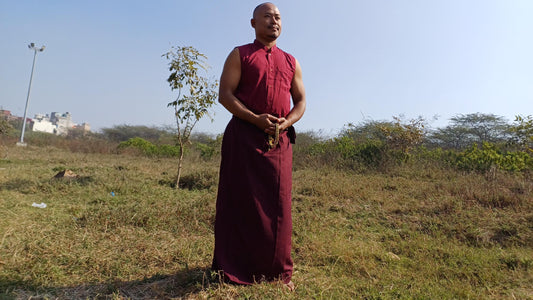 Layman Unisex Tibetan Buddhist Meditation Skirt,Tibetan Half Chuba Wrap-Around Cotton Meditation Cloth,Monastery Style Spiritual Lower Robe