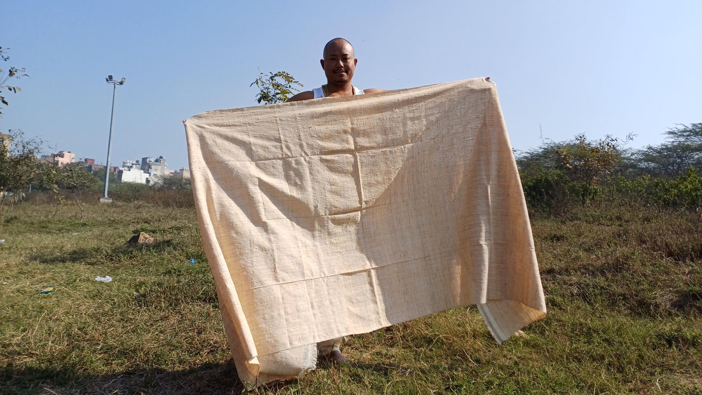 PEACE Silk X-Large Traditional Handspun/Handwoven Pure Raw Eri Silk Meditation Shawl,Oversize Non-violent Silk Wrap,Ethical Silk Prayer Zen