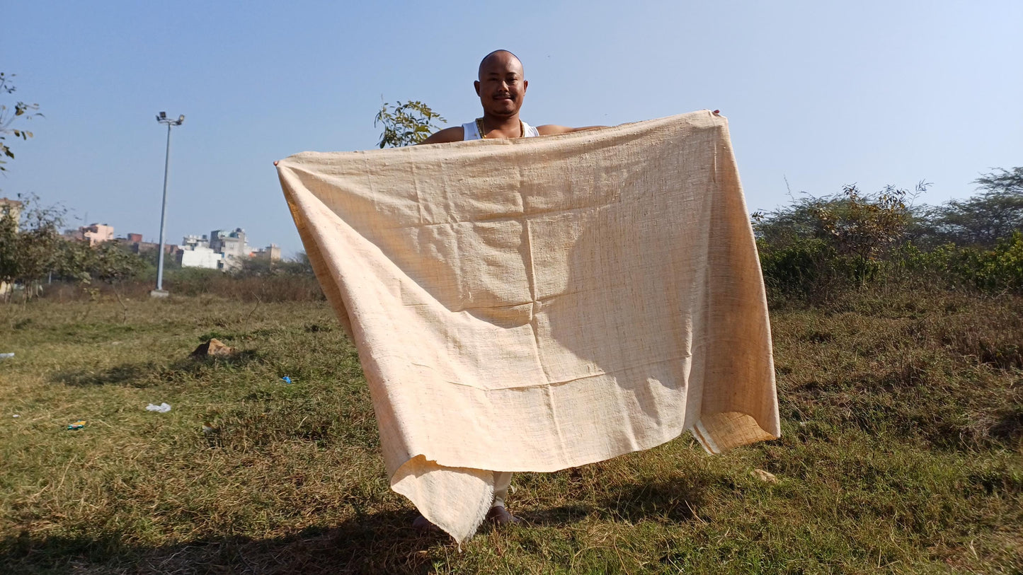 PEACE Silk X-Large Traditional Handspun/Handwoven Pure Raw Eri Silk Meditation Shawl,Oversize Non-violent Silk Wrap,Ethical Silk Prayer Zen