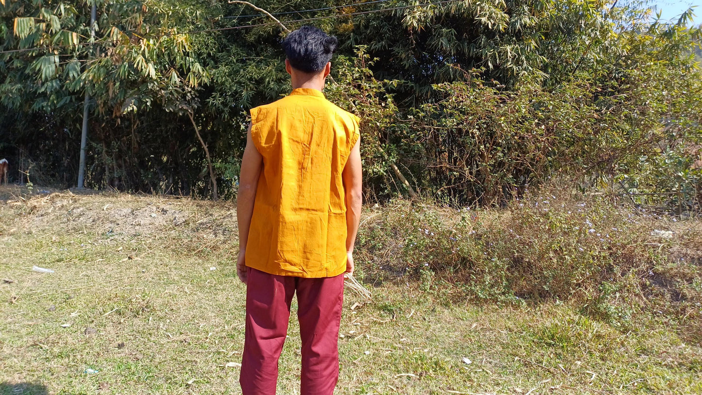 Organic Cotton Maroon Tibetan Buddhist Monk Shirt,Monk Blouse,Buddhist Monk Shirt,Nun Meditation Top,Temple clothing,Spiritual fabric