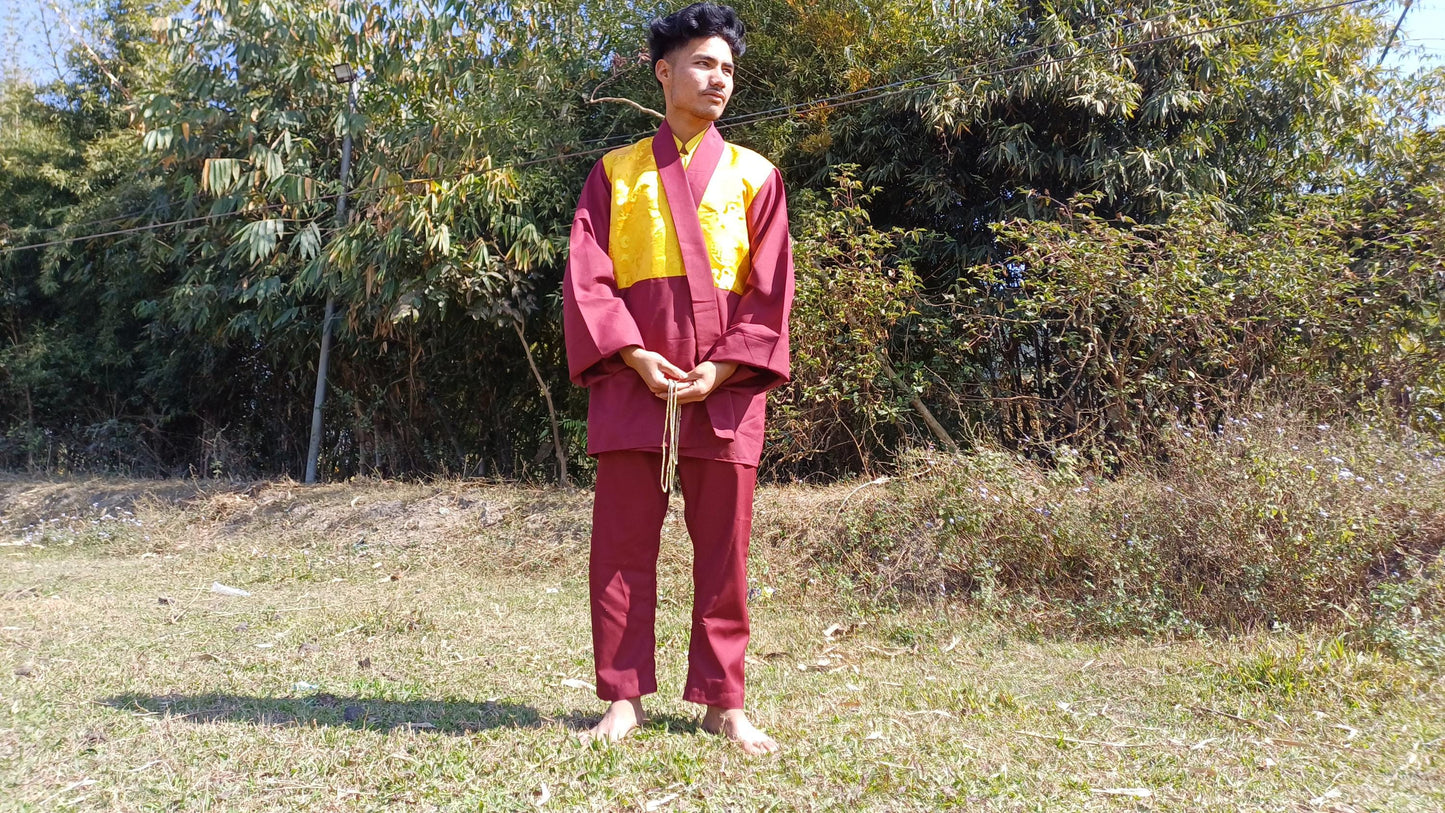 Layman Custom-Made Tibetan Buddhist Robe Set,Zen Monastry Style Spiritual Costumes,Buddhist Meditation Dress,Buddhist Meditation Clothing