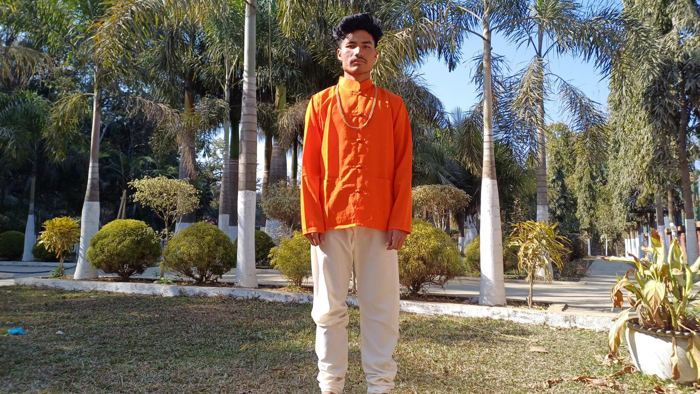Unisex Raw Cotton Tibetan Buddhist Meditation Shirt,Tantrik Meditation Shirt,Tibetan Ethnic Shirt Chuba,Traditional Long Sleeve Yoga Shirt
