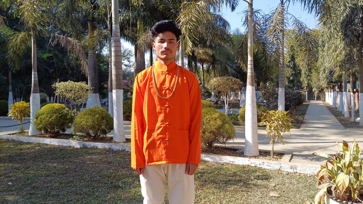 Unisex Raw Cotton Tibetan Buddhist Meditation Shirt,Tantrik Meditation Shirt,Tibetan Ethnic Shirt Chuba,Traditional Long Sleeve Yoga Shirt