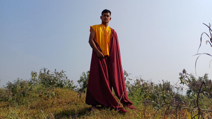 Layman Unisex Cotton Tibetan Buddhist Monk Meditation Robe,Monastery Style Spiritual Cloth Set,Zen Prayer Sleeveless Shirt/Skirt/Shawl