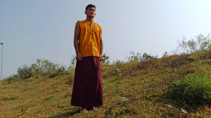 Layman Unisex Cotton Tibetan Buddhist Monk Meditation Robe Set,Monastery Style Spiritual Cloth Set,Zen Prayer Sleeveless Shirt /Wrap/Shawl