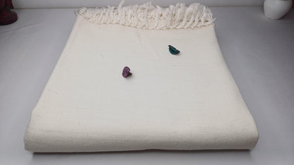 OM X-Large Handwoven OffWhite Thick/Heavy Authentic Himalayan Yak Wool Meditation Blanket,Yak Prayer Shawl,Tibetan Yak Wool Prayer Wrap