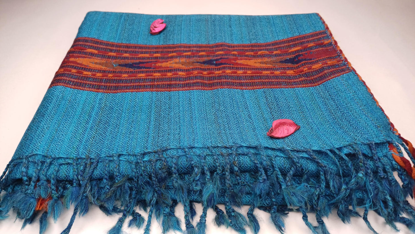 Meditation Prayer Shawl, Yoga Wrap,Ethnic Blanket,Tibetan Fabric,Winter,Tribal Celtic Embroidery,Himalayan Woolen