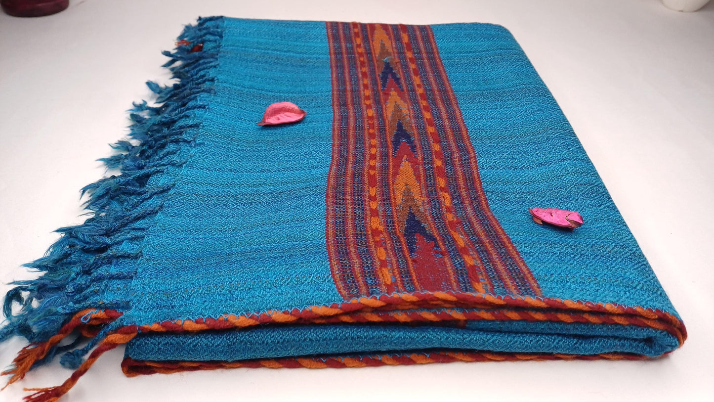 Meditation Prayer Shawl, Yoga Wrap,Ethnic Blanket,Tibetan Fabric,Winter,Tribal Celtic Embroidery,Himalayan Woolen