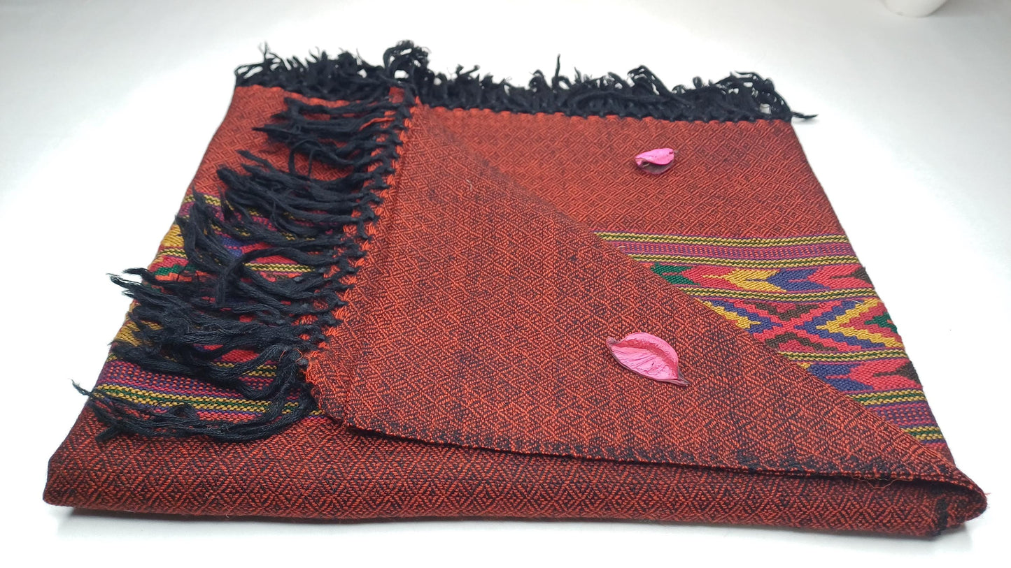 Handwoven Burgundy Pure Himalayan Sheep Wool Meditation Shawl,Himalayan Prayer Blanket,Himalayan Wool,Kullu Shawl,Handmade Indian Shawl,