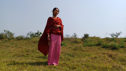 DEVI Handwoven Maroon Pure Himalaya Sheep Wool Buddhist Monk Meditation Shawl,Indian Prayer Scarf,Himalayan Wool YogaWrap,Buddhist Shawl/Zen