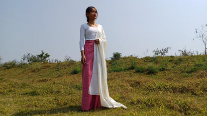 KAILASH Handwoven Lightweight White Himalayan Sheep Wool Meditation Shawl,Himalayan Prayer Scarf,Himalayan Wool Stole,Indian Prayer Scarf