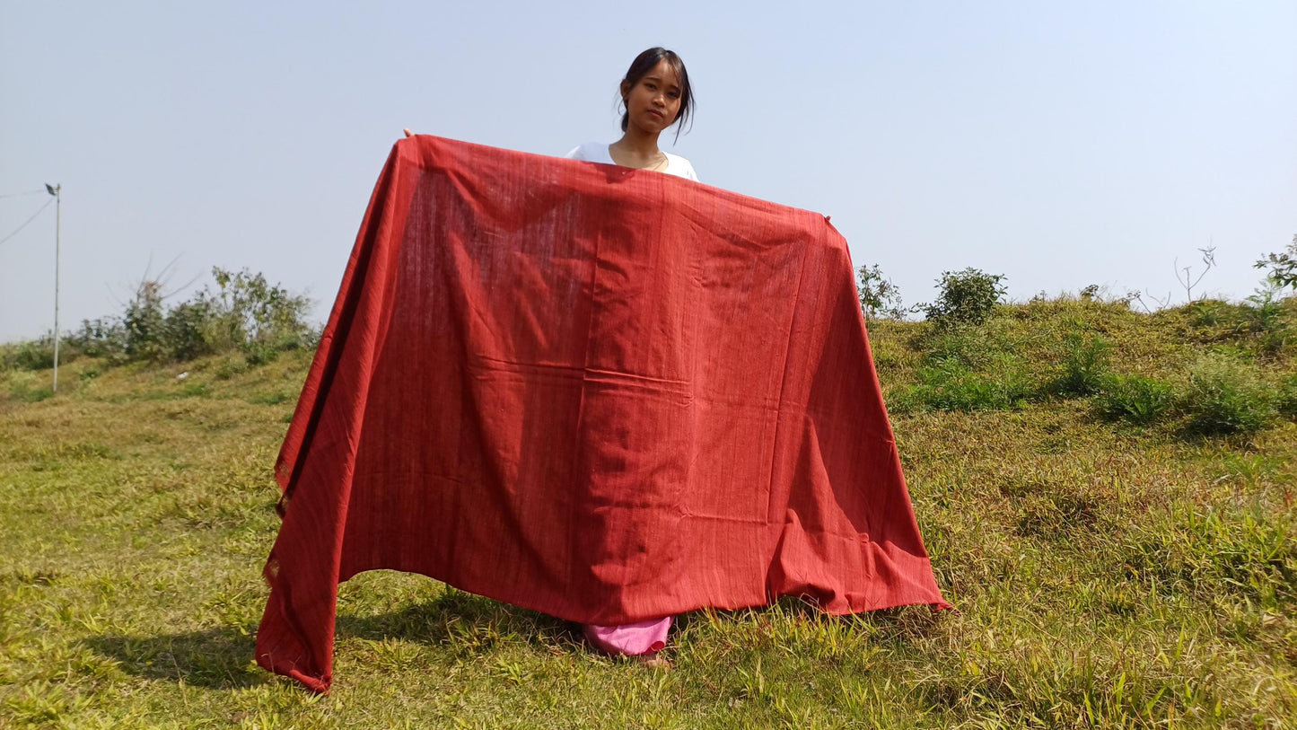 RED TARA Large Traditional Handwoven Copper Tibetan Buddhist Raw Eri Silk Meditation Shawl,Tantric Meditation Wrap,Buddhist Prayer Silk Zen