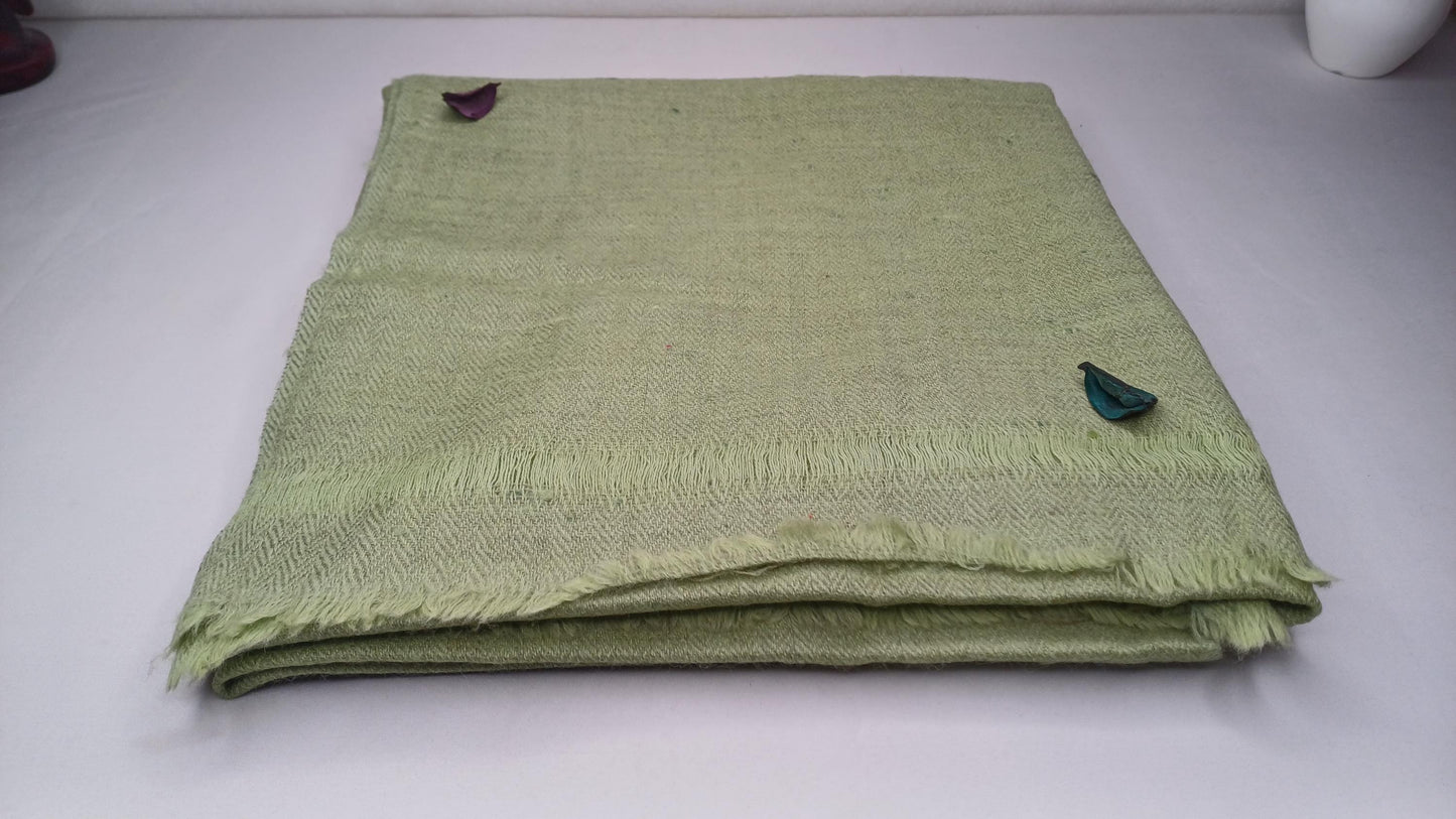 Handwoven Ethical Lime  Pure Himalayan Yak Wool Meditation Shawl,Yak Wool Prayer Scarf,Yak Wool Blanket,Ethnic Indian Yak Meditation Wrap