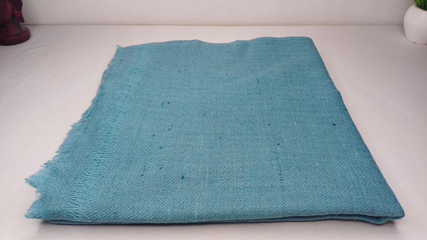Handwoven Ethical Aqua Blue Pure Himalayan Yak Wool Meditation Shawl,YakWool Prayer Scarf,Yak Wool Blanket,Ethnic Indian Yak Meditation Wrap