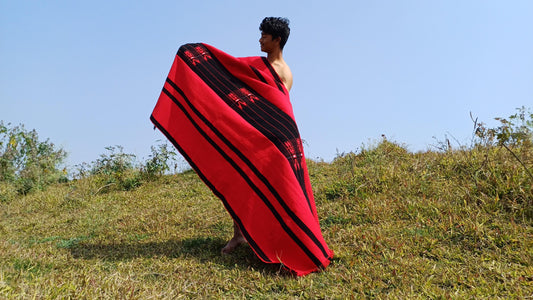 Large Thick Handwoven Black And Red Naga Tribe Traditional Blanket,Ethnic Sofa Throw,Native Indian Cloth,Naga Tribes Shawl,Tribal Wall Decor