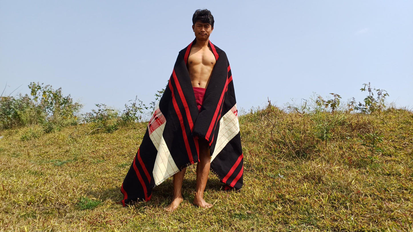 Handwoven Naga Tribes Traditional Blanket,Native Indians Shawl,Ethnic Embroidery Tribal Throw Blanket/Wrap,Tribal Home Decor,Earthy Clothing