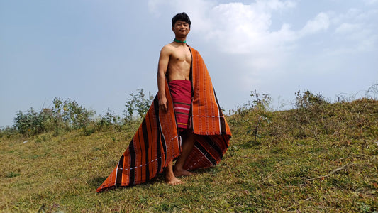 Large Thick Handwoven Black/Copper Naga Tribe Traditional Blanket,Ethnic Sofa Throw,Native Indian Cloth,Naga Tribes Shawl,Tribal Wall Decor