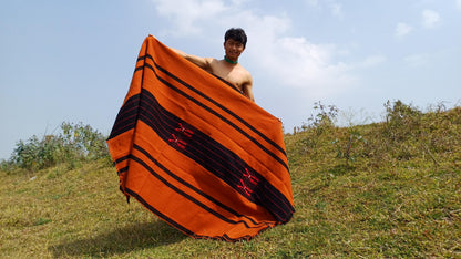 Large Thick Handwoven Black/Copper Naga Tribe Traditional Blanket,Ethnic Sofa Throw,Native Indian Cloth,Naga Tribes Shawl,Tribal Wall Decor