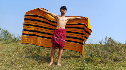 Large Thick Handwoven Black/Yellow Naga Tribe Traditional Blanket,Ethnic Sofa Throw,Native Indian Cloth,Naga Tribes Shawl,Tribal Wall Decor