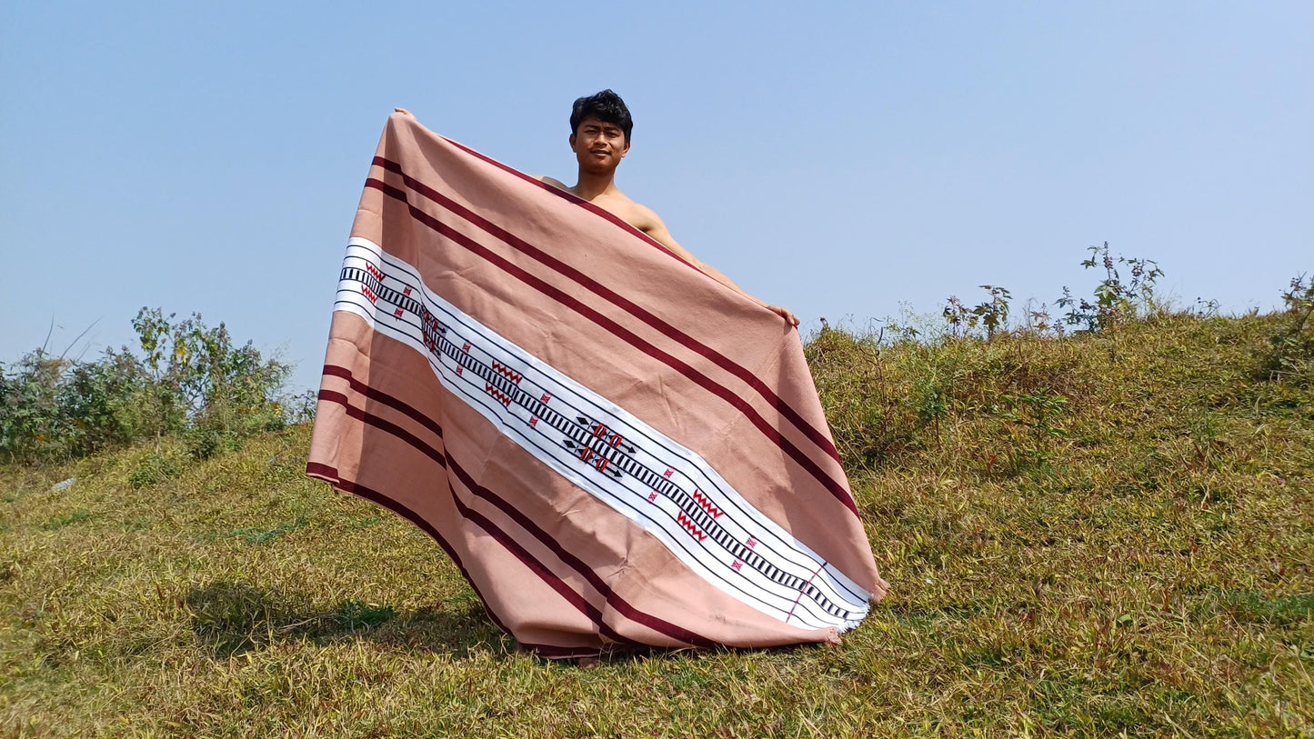 Handwoven Naga Tribes Traditional Blanket,Native Indians Shawl,Ethnic Embroidery Tribal Throw Blanket/Wrap,Tribal Home Decor,Earthy Clothing