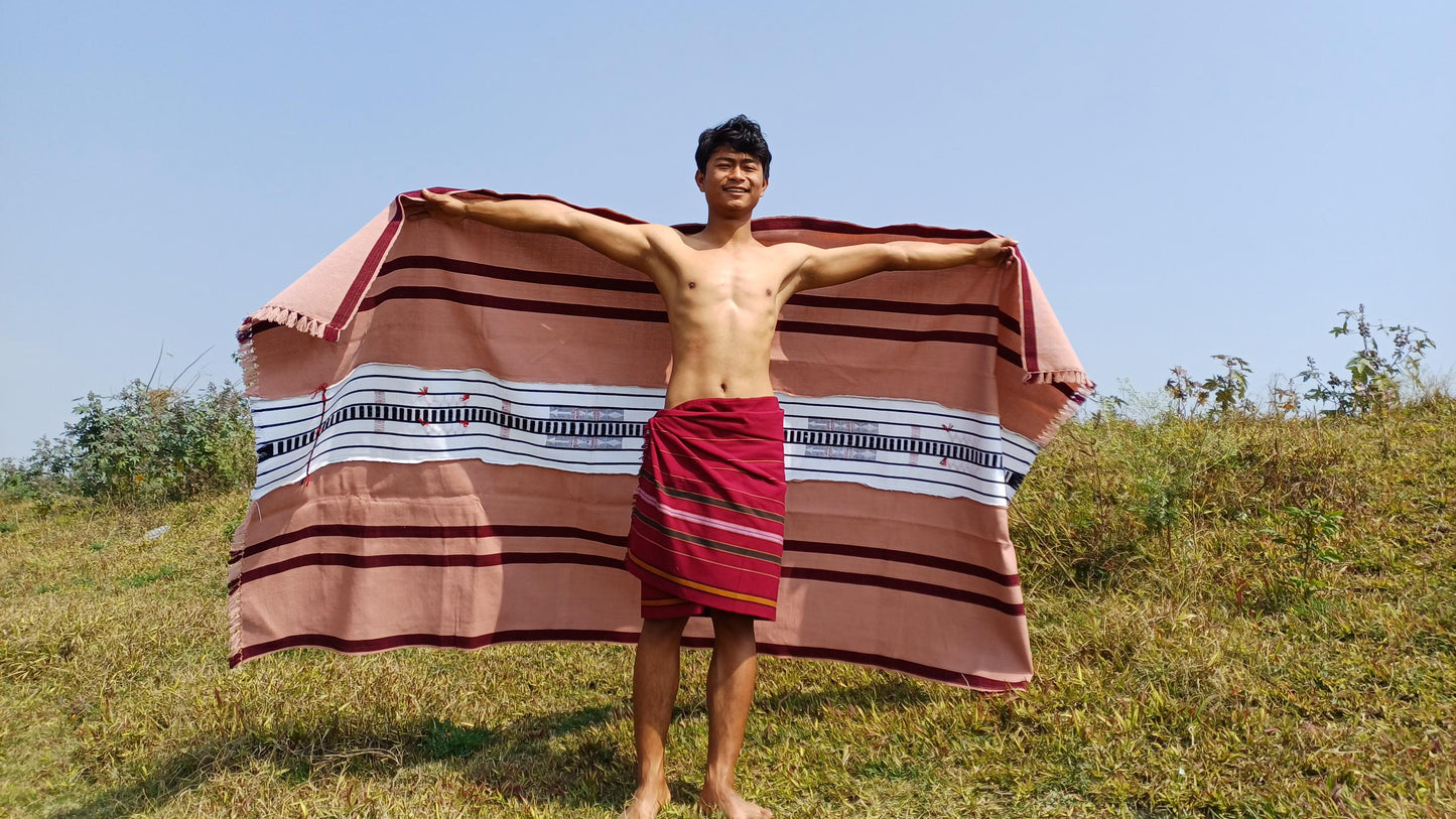 Handwoven Naga Tribes Traditional Blanket,Native Indians Shawl,Ethnic Embroidery Tribal Throw Blanket/Wrap,Tribal Home Decor,Earthy Clothing