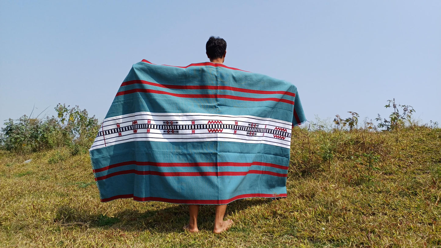 Handwoven Naga Tribes Traditional Blanket,Native Indians Shawl,Ethnic Embroidery Tribal Throw Blanket/Wrap,Tribal Home Decor,Earthy Clothing
