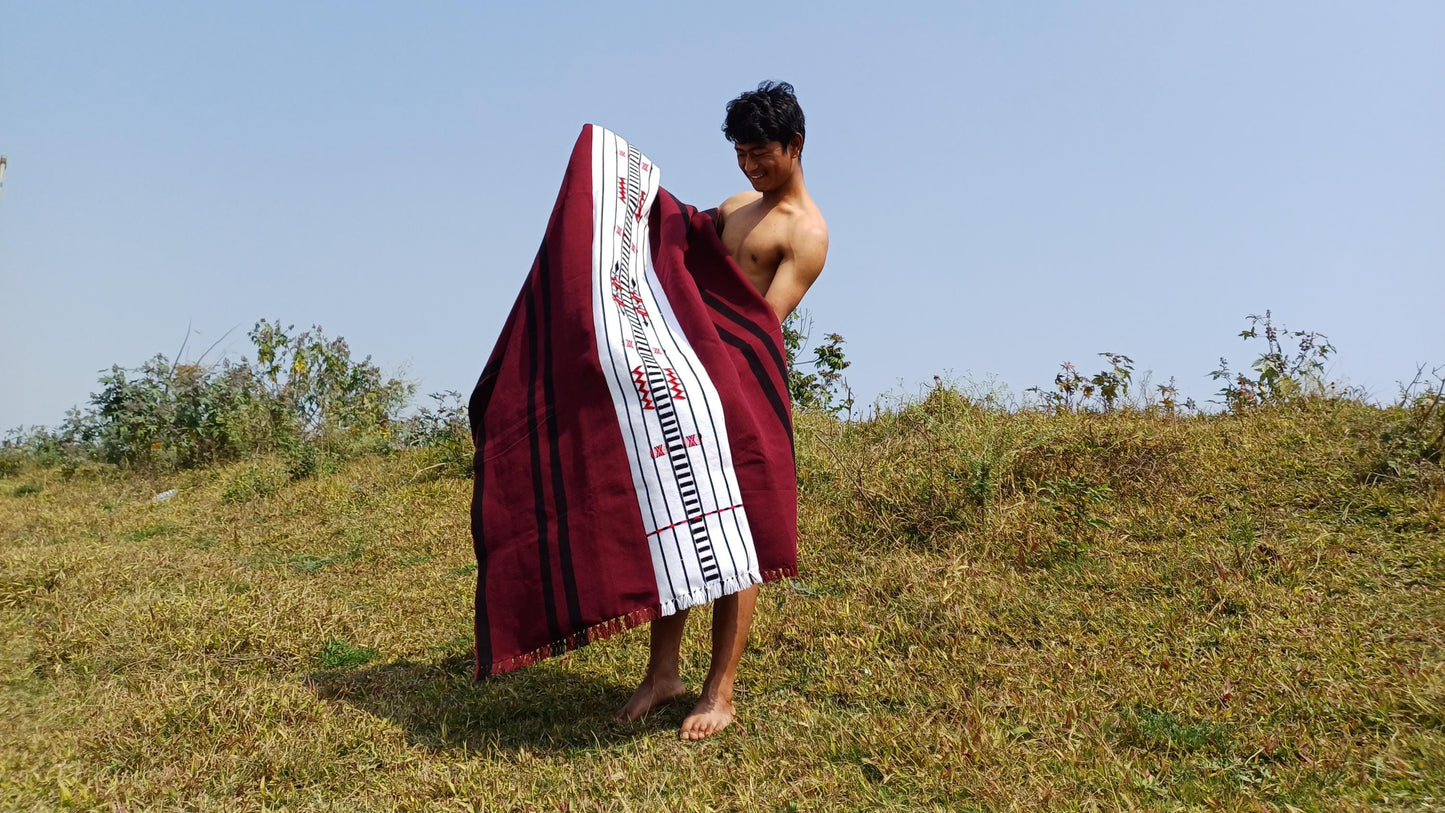 Handwoven Naga Tribes Traditional Blanket,Native Indians Shawl,Ethnic Embroidery Tribal Throw Blanket/Wrap,Tribal Home Decor,Earthy Clothing