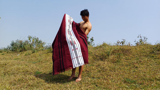 Handwoven Naga Tribes Traditional Blanket,Native Indians Shawl,Ethnic Embroidery Tribal Throw Blanket/Wrap,Tribal Home Decor,Earthy Clothing