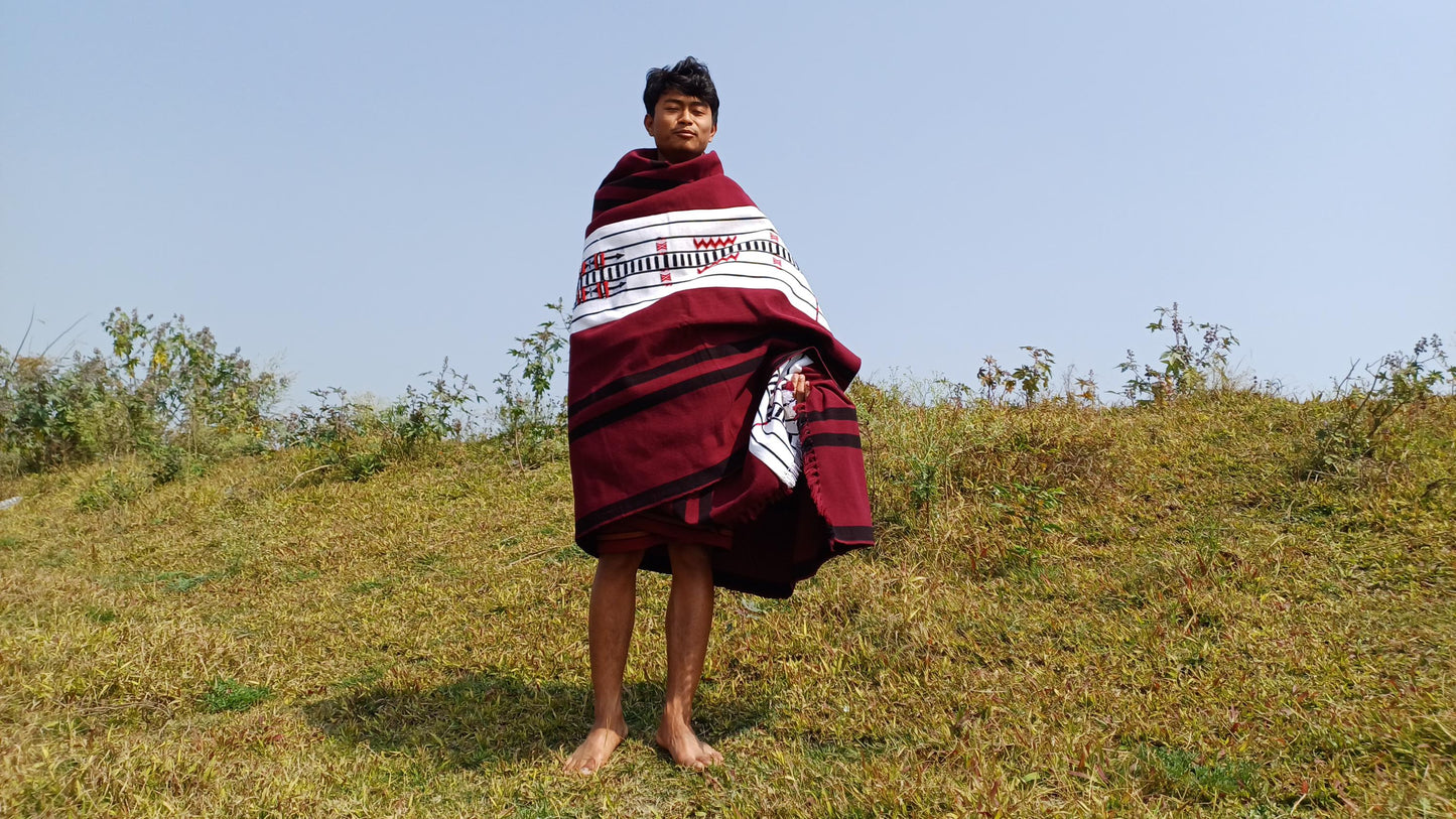 Handwoven Naga Tribes Traditional Blanket,Native Indians Shawl,Ethnic Embroidery Tribal Throw Blanket/Wrap,Tribal Home Decor,Earthy Clothing