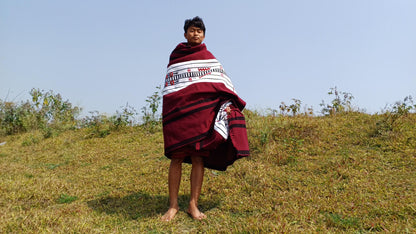 Handwoven Naga Tribes Traditional Blanket,Native Indians Shawl,Ethnic Embroidery Tribal Throw Blanket/Wrap,Tribal Home Decor,Earthy Clothing