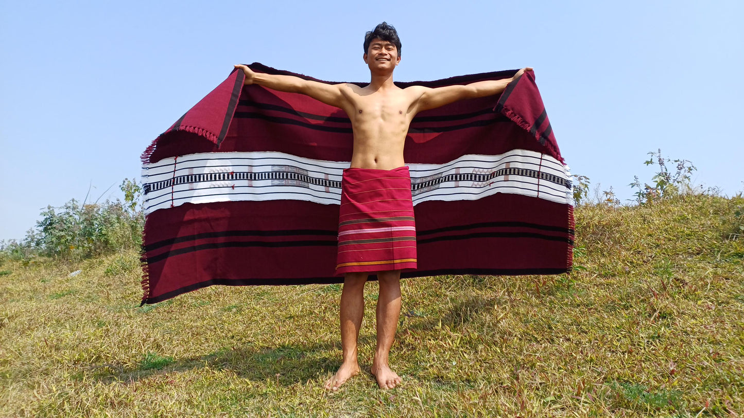 Handwoven Naga Tribes Traditional Blanket,Native Indians Shawl,Ethnic Embroidery Tribal Throw Blanket/Wrap,Tribal Home Decor,Earthy Clothing
