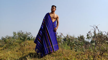 Large Thick Handwoven Black And Blue Naga Tribe Traditional Blanket,Ethnic Sofa Throw,Native Indian Cloth,Naga Tribe Shawl,Tribal Wall Decor