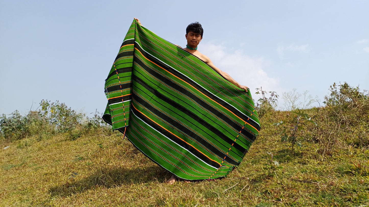 Large Thick Handwoven Black And Blue Naga Tribe Traditional Blanket,Ethnic Sofa Throw,Native Indian Cloth,Naga Tribe Shawl,Tribal Wall Decor