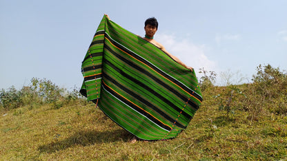 Large Thick Handwoven Black And Blue Naga Tribe Traditional Blanket,Ethnic Sofa Throw,Native Indian Cloth,Naga Tribe Shawl,Tribal Wall Decor