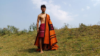 Large Thick Handwoven Black/Copper Naga Tribe Traditional Blanket,Ethnic Sofa Throw,Native Indian Cloth,Naga Tribes Shawl,Tribal Wall Decor