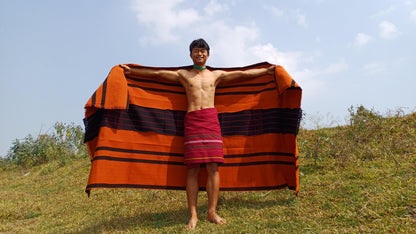 Large Thick Handwoven Black/Copper Naga Tribe Traditional Blanket,Ethnic Sofa Throw,Native Indian Cloth,Naga Tribes Shawl,Tribal Wall Decor
