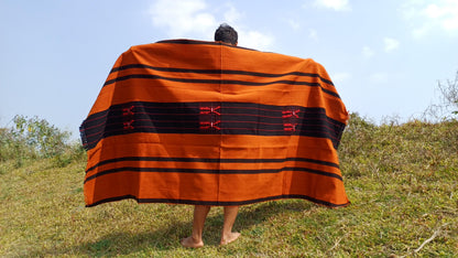 Large Thick Handwoven Black/Copper Naga Tribe Traditional Blanket,Ethnic Sofa Throw,Native Indian Cloth,Naga Tribes Shawl,Tribal Wall Decor