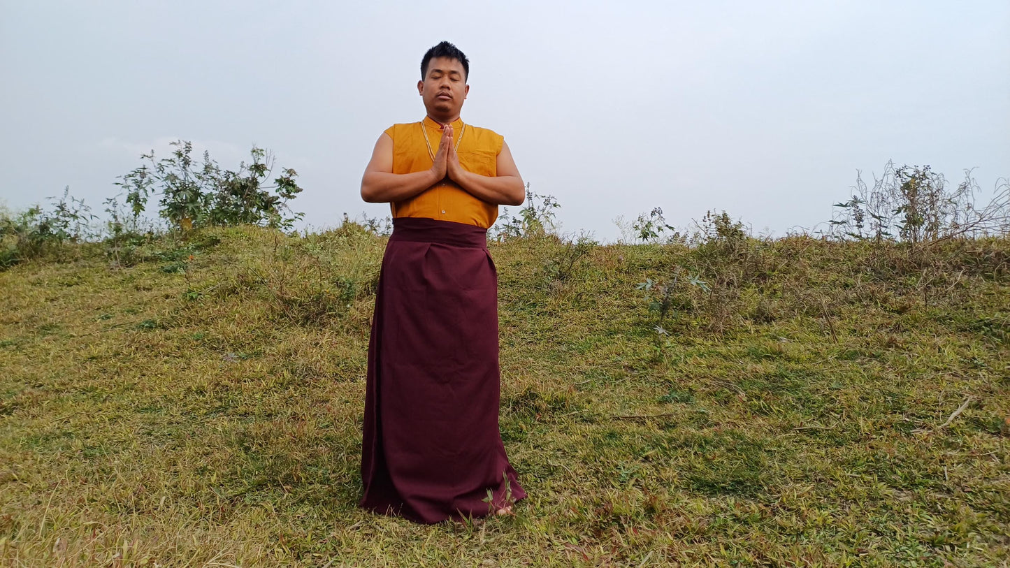 Layman Unisex Cotton Tibetan Buddhist Monk Meditation Robe Set,Monastery Style Spiritual Cloth Set,Zen Prayer Sleeveless Shirt /Wrap/Shawl