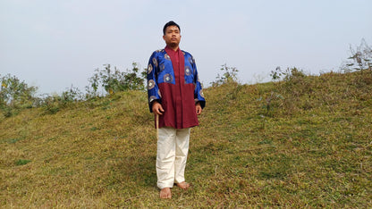 Custom-Made Tibetan Buddhist Monk Thick Cotton Brocade Meditation Jacket/Dhonka,Buddhist Monk Jacket,Monastry Style Spiritual Outerwear