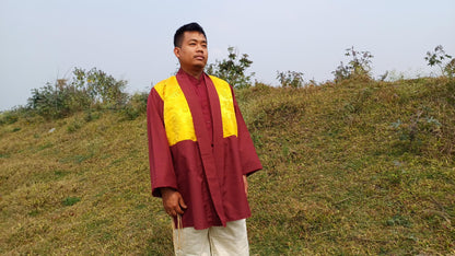 Custom-Made Tibetan Buddhist Monk Thick Cotton Brocade Meditation Jacket/Dhonka,Buddhist Monk Jacket,Monastry Style Spiritual Outerwear