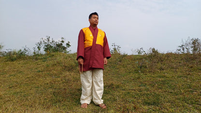 Custom-Made Tibetan Buddhist Monk Thick Cotton Brocade Meditation Jacket/Dhonka, Buddhist Monk Jacket ,Monastry Style Spiritual Outerwear