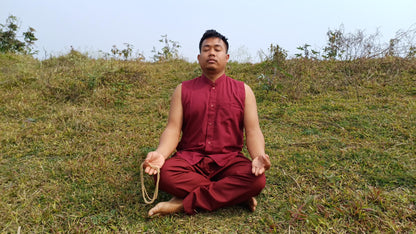 Organic Cotton Layman Tibetan Buddhist Meditation Cloth Set,Buddhist Sleeveless Shirt and Pants Spiritual Clothing,Zen Prayer Robe