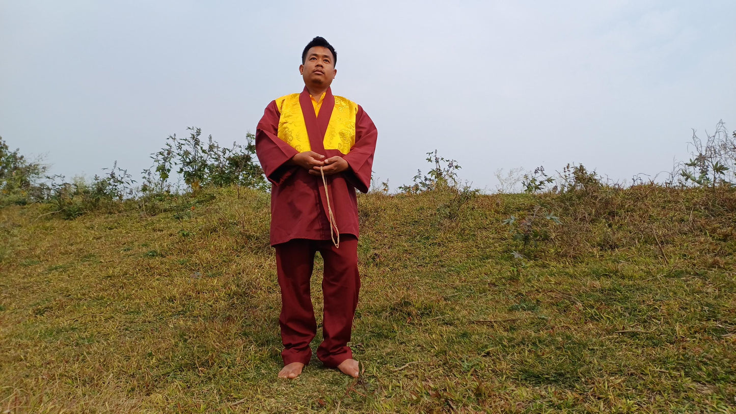 Layman Tibetan Buddhist Meditation Robe Set,Monastry Style Zen Meditation Dress Set,Temple Spiritual Costumes Clothing,Buddhist Prayer Robe