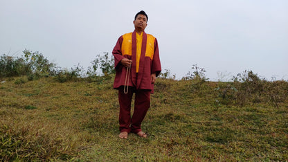 Custom-Made Pure Cotton Brocade Layman Buddhist Meditation Robe Set,Monastry Style Zen Prayer Costumes,Tibetan Spiritual Clothing